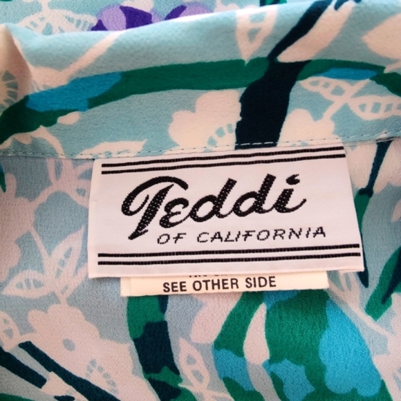 Vintage Floral Blouse / Teddi of CA / Shoulder Pads / Size 10 - Picture 5 of 7